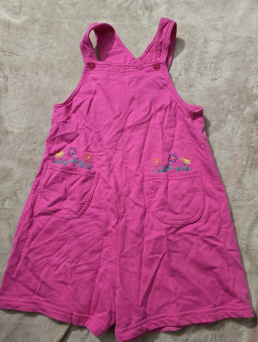 Vintage Gymboree romper overall Pink Sidewalk Chalk Flowers Size 5-6 Years
